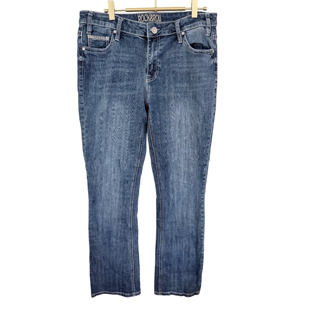 Rock & Roll Denim Jeans Womens 32x33‎ Straight Western Cowgirl Rodeo - Picture 3 of 12
